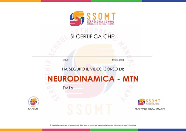 attestato corso neurodinamica ssomt